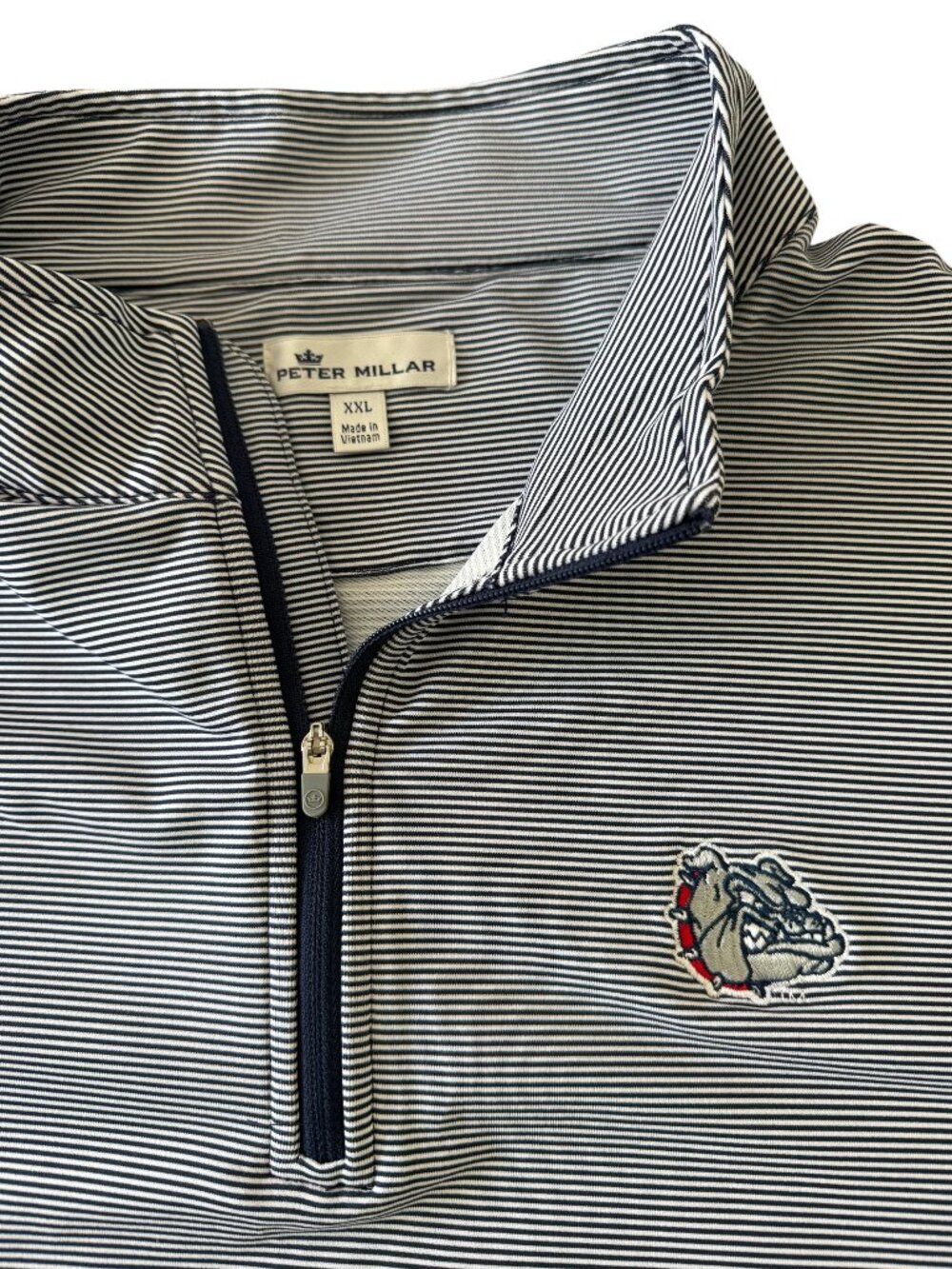 Peter Millar Gonzaga Bulldog Perth Sugar Performance Quater Zip Long Sleeve XXL